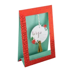 Hallmark Christmas Card For Wife - Contemporary Frame Design With Hanging Bauble Attachment