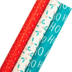 Hallmark 9M Christmas Wrapping Paper Bundle - 3 X 3M Rolls In Red, White And Blue