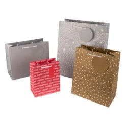 Hallmark Christmas Gift Bag Pack- 4 Bags In 4 Contemporary Festive Designs