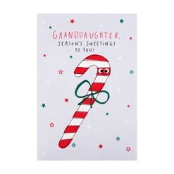 Hallmark Christmas Card For Granddaughter - Quirky Candy Cane Design -Pod Shop 25558579 2