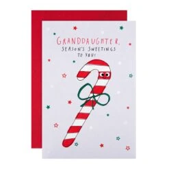 Hallmark Christmas Card For Granddaughter - Quirky Candy Cane Design
