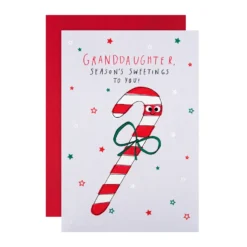 Hallmark Christmas Card For Granddaughter - Quirky Candy Cane Design