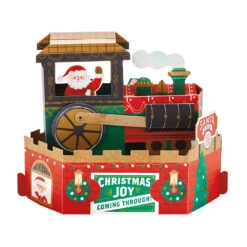 Hallmark Musical Christmas Paper Wonder Card - 3D Pop Up Motion Santa Train Card