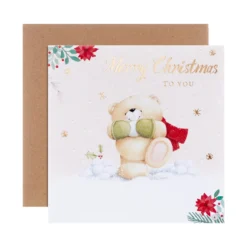 Hallmark Cute Forever Friends Christmas Card - Classic Seasonal Design With Gold Foil Details