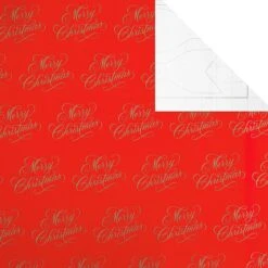 Hallmark 9M Christmas Wrapping Paper Multi-Pack - 3 X 3M Rolls In 1 Bright Red Design -Pod Shop 25562550 2