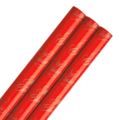 Hallmark 9M Christmas Wrapping Paper Multi-Pack - 3 X 3M Rolls In 1 Bright Red Design