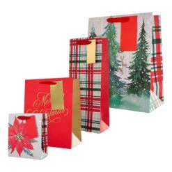 Hallmark Christmas Gift And Bottle Bag Pack - 4 Bags In 4 Classic Designs