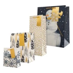 Hallmark Christmas Gift And Bottle Bag Pack - 4 Bags In 4 Contemporary Patterned Designs