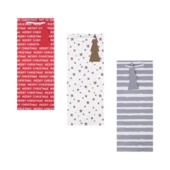 Hallmark Christmas Bottle Gift Bags - Pack Of 3 Bags In 3 Designs - Red, Silver And Gold -Pod Shop 25572130 1 scaled