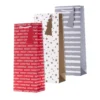 Hallmark Christmas Bottle Gift Bags - Pack Of 3 Bags In 3 Designs - Red, Silver And Gold
