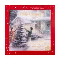 Hallmark Charity Christmas Cards - Pack Of 16 In 2 Thomas Kinkade Illustrated Designs