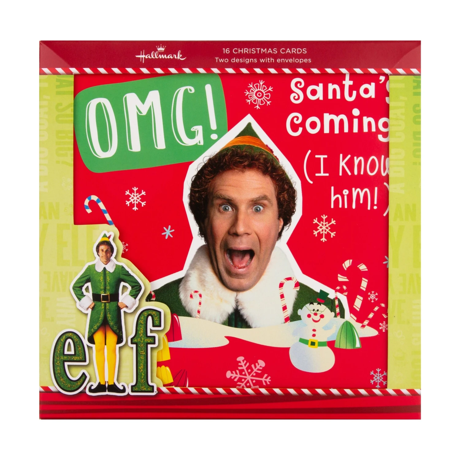 Hallmark Christmas Cards - Pack Of 16 In 2 Warner Bros Buddy The Elf Designs 1 Hallmark Christmas Cards - Pack Of 16 In 2 Warner Bros Buddy The Elf Designs