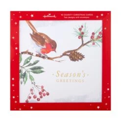 Hallmark Charity Christmas Cards - Pack Of 16 In 2 Robin Designs