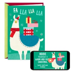 Hallmark Video Greetings General Christmas Card - 'Fa Lla Lla Llama' Design