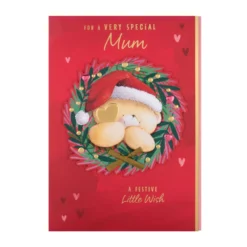Hallmark Large Luxury Boxed Christmas Card For Mum - Cute Forever Friends Bear In Wreath Design -Pod Shop 25575215 4 scaled
