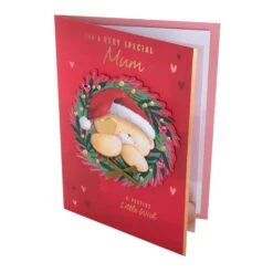 Hallmark Large Luxury Boxed Christmas Card For Mum - Cute Forever Friends Bear In Wreath Design -Pod Shop 25575215 5