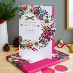 Hallmark Large Luxury Boxed Christmas Card For Someone Special - Traditional Wreath And Verse Design
