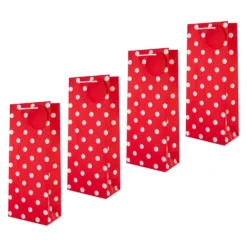Hallmark Christmas Bottle Gift Bags - Pack Of 4 In Polka Dot Design