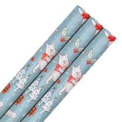 Hallmark 12m Multipack Christmas Wrapping Paper - 3 X 4M Rolls In 1 Blue Disney Winnie The Pooh Design