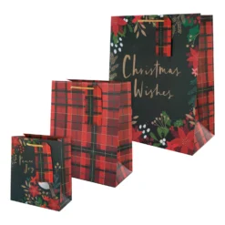 Hallmark Christmas Gift Bags - Pack Of 3 In Tartan Design