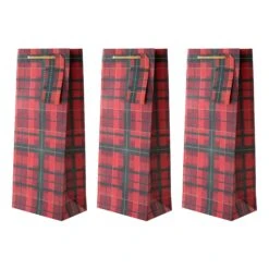 Hallmark Christmas Bottle Gift Bags - Pack Of 3 In Tartan Design