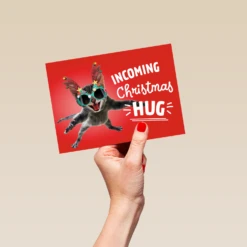 Pod Personalised Funny Cat Hug Christmas Card -Pod Shop F1132164 hand L