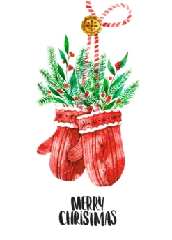 Pod Personalised Mittens Merry Christmas Card