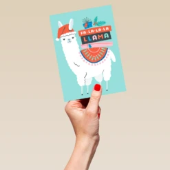 Pod Personalised Fa La La Llama Funny Christmas Card -Pod Shop F1132930 hand L