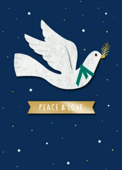 Pod Personalised White Peace Dove Christmas Card