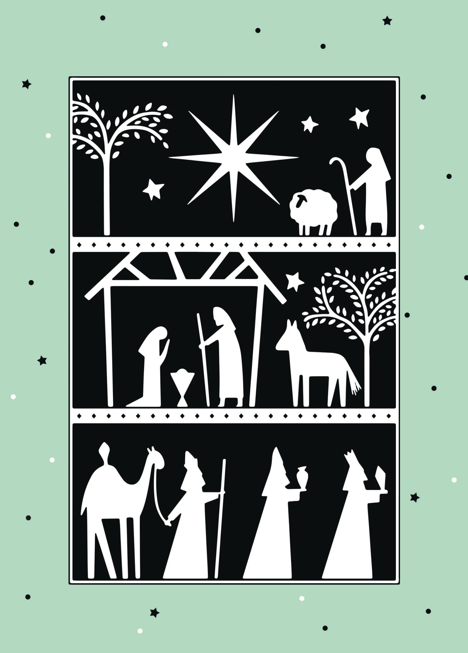 Pod Personalised Stable & Nativity Christmas Card 1 Pod Personalised Stable & Nativity Christmas Card