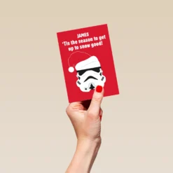 Pod Personalised Kids Star Wars™ Stormtrooper Christmas Card -Pod Shop F3005519 hand S