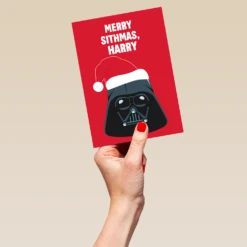 Pod Personalised Kids Star Wars™ Darth Vader Christmas Card 9 Pod Personalised Kids Star Wars™ Darth Vader Christmas Card -Pod Shop F3005520 hand L
