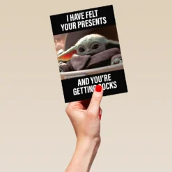 Pod Personalised Funny The Mandalorian™ Grogu™ Christmas Card -Pod Shop F3005522 hand L