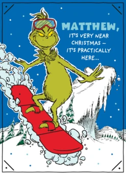Pod Personalised Funny The Grinch Snowboard Christmas Card