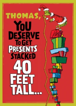 Pod Personalised Funny The Grinch Present Stack Christmas Card