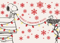 Pod Personalised Classic PEANUTS SNOOPY Fairy Lights Christmas Card