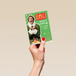 Pod Personalised Funny Elf Omg Santa's Coming Christmas Card -Pod Shop F3005560 hand S
