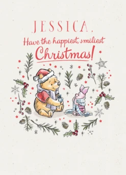 Pod Personalised Cute Disney Winnie The Pooh Christmas Card