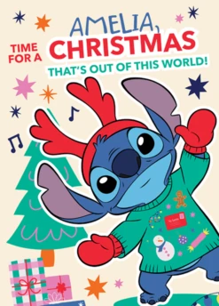 Pod Personalised Cute Kids Disney Lilo & Stitch Christmas Card