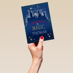 Pod Personalised Kids Harry Potter™ Hogwarts Christmas Card -Pod Shop F3005575 hand L