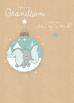 Pod Personalised Grandson Disney Dumbo Christmas Card