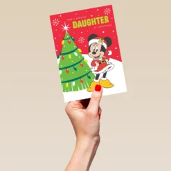 Pod Personalised Daughter Disney Minnie Mouse Christmas Card -Pod Shop F3005587 hand L