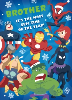 Pod Personalised Kids Brother MARVEL Avengers Christmas Card