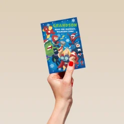 Pod Personalised Kids Grandson MARVEL Avengers Christmas Card -Pod Shop F3005594 hand S