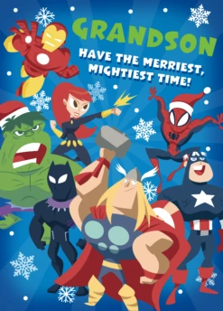 Pod Personalised Kids Grandson MARVEL Avengers Christmas Card