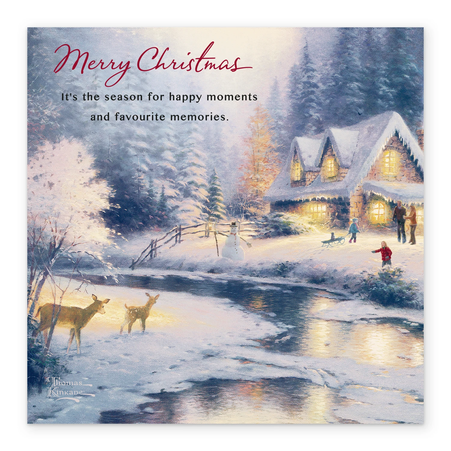 Pod Personalised Thomas Kinkade Winter Snowman Scene Christmas Card 2 Pod Personalised Thomas Kinkade Winter Snowman Scene Christmas Card - Image 2