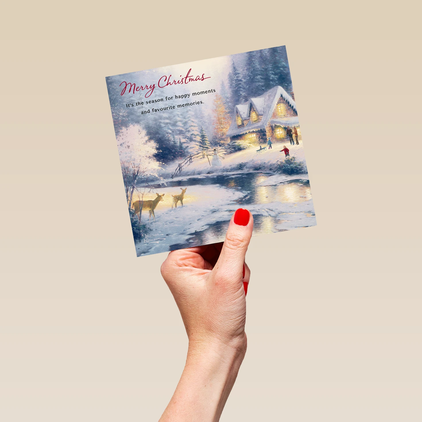 Pod Personalised Thomas Kinkade Winter Snowman Scene Christmas Card 5 Pod Personalised Thomas Kinkade Winter Snowman Scene Christmas Card - Image 5