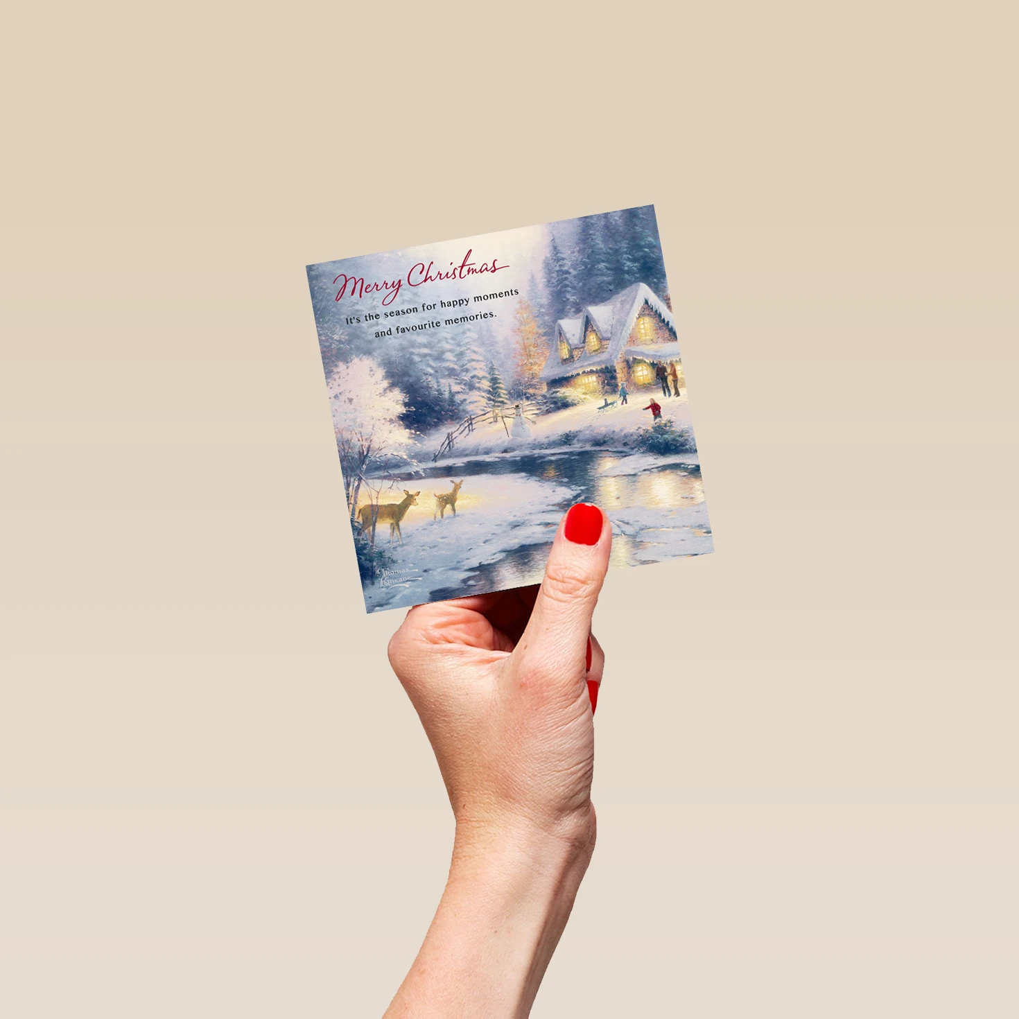 Pod Personalised Thomas Kinkade Winter Snowman Scene Christmas Card 4 Pod Personalised Thomas Kinkade Winter Snowman Scene Christmas Card - Image 4