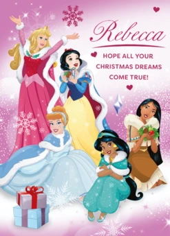 Pod Personalised Disney Princesses Snowflake Christmas Card