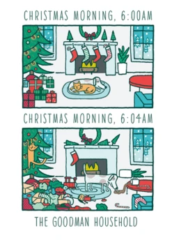 Pod Personalised Funny Editable Cartoon Christmas Morning Card